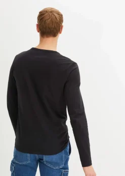 Herren bonprix Große Größen|Shirts & Polos|Langarm-Henleyshirt aus reiner Bio-Baumwolle, Slim Fit