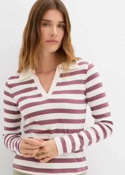 Discount Langarm-Poloshirt aus Rippe Damen Nachhaltigere Materialien|Shirts & Tops
