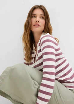 Discount Langarm-Poloshirt aus Rippe Damen Nachhaltigere Materialien|Shirts & Tops