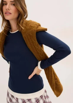 Outlet Langarmshirt aus Baumwollmix Damen Shirts & Tops