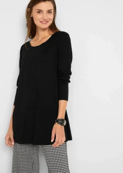Outlet Langarmshirt aus Baumwoll-Viskose-Mix Damen Shirts & Tops