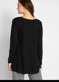 Outlet Langarmshirt aus Baumwoll-Viskose-Mix Damen Shirts & Tops