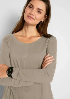 Damen bonprix Shirts & Tops|Langarmshirt aus Baumwoll-Viskose-Mix