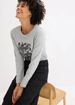 Langarmshirt aus Bio-Baumwolle mit dekorativem Print Damen Shirts & Tops|Nachhaltigere Materialien