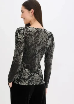 Online Langarmshirt aus Dévoré-Samt Damen Shirts & Tops