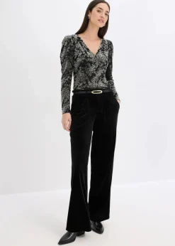 Online Langarmshirt aus Dévoré-Samt Damen Shirts & Tops