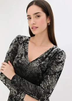 Online Langarmshirt aus Dévoré-Samt Damen Shirts & Tops