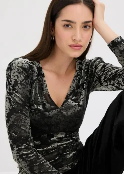 Online Langarmshirt aus Dévoré-Samt Damen Shirts & Tops