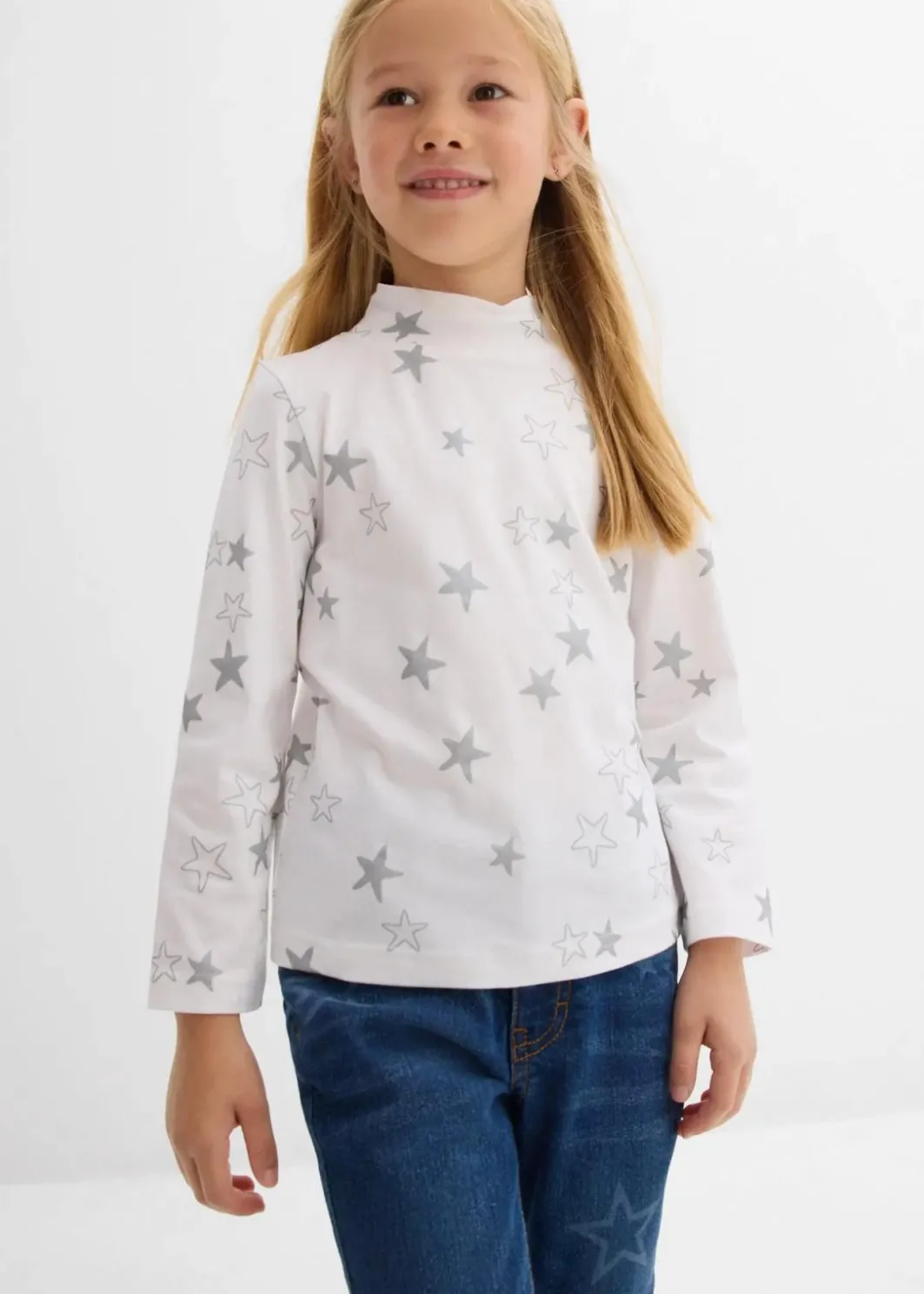Kinder bonprix Mädchen 2-8 Jahre·Nachhaltigere Materialien|Mädchen 9-16 Jahre·Nachhaltigere Materialien|Langarmshirt aus elastischem Bio-Baumwoll-Mix (2er Pack)