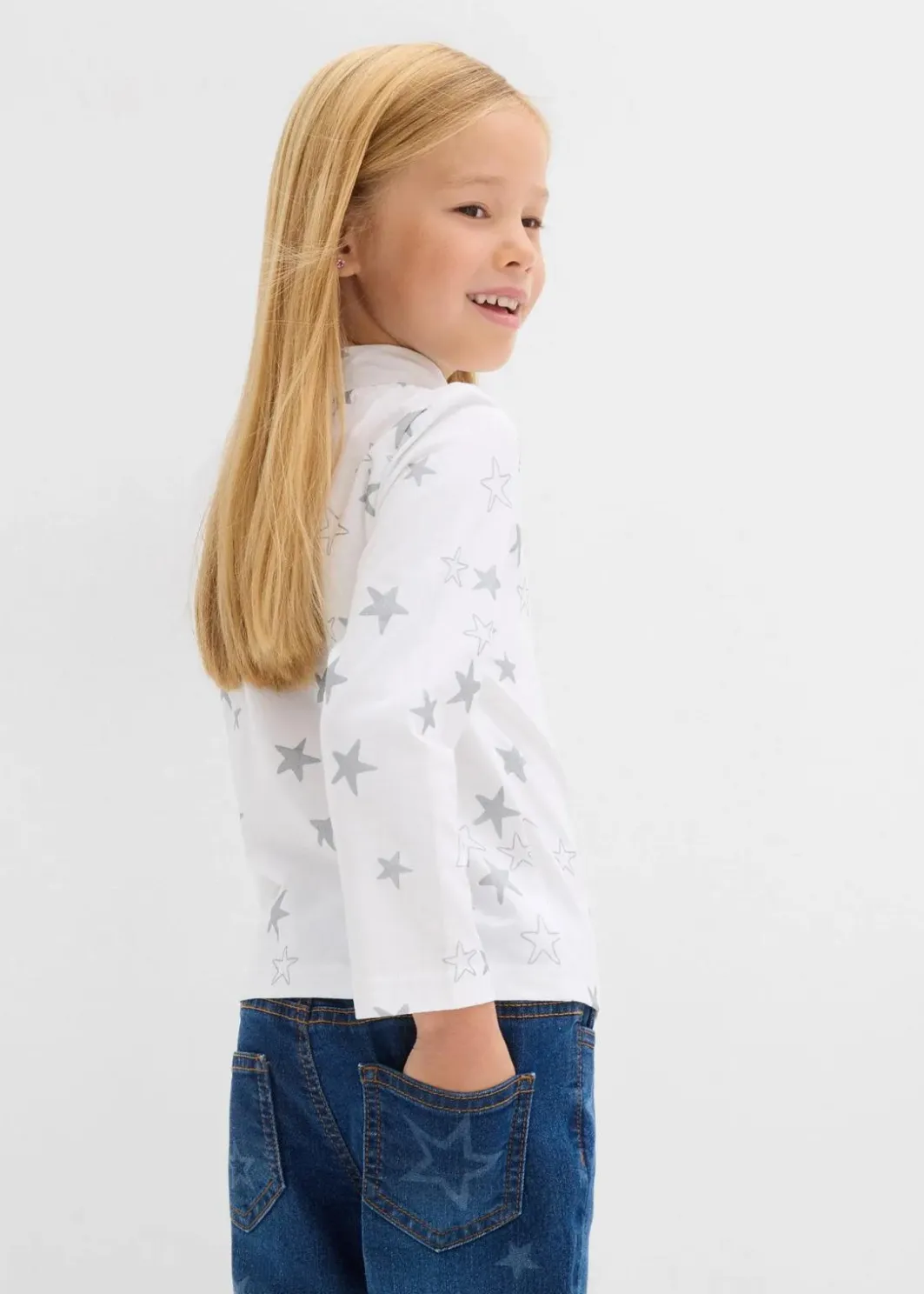 Kinder bonprix Mädchen 2-8 Jahre·Nachhaltigere Materialien|Mädchen 9-16 Jahre·Nachhaltigere Materialien|Langarmshirt aus elastischem Bio-Baumwoll-Mix (2er Pack)
