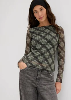Langarmshirt aus feinem Mesh Damen Shirts & Tops