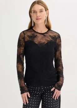 Online Langarmshirt aus feiner Spitze Damen Shirts & Tops