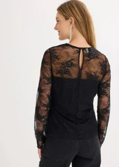 Online Langarmshirt aus feiner Spitze Damen Shirts & Tops