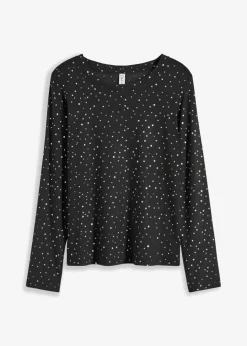 Damen bonprix Shirts & Tops|Nachhaltigere Materialien|Langarmshirt aus Glitzer-Mesh