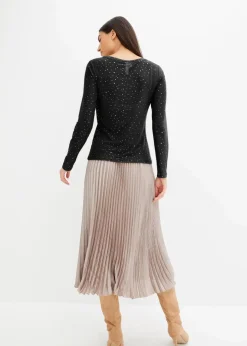 Damen bonprix Shirts & Tops|Nachhaltigere Materialien|Langarmshirt aus Glitzer-Mesh