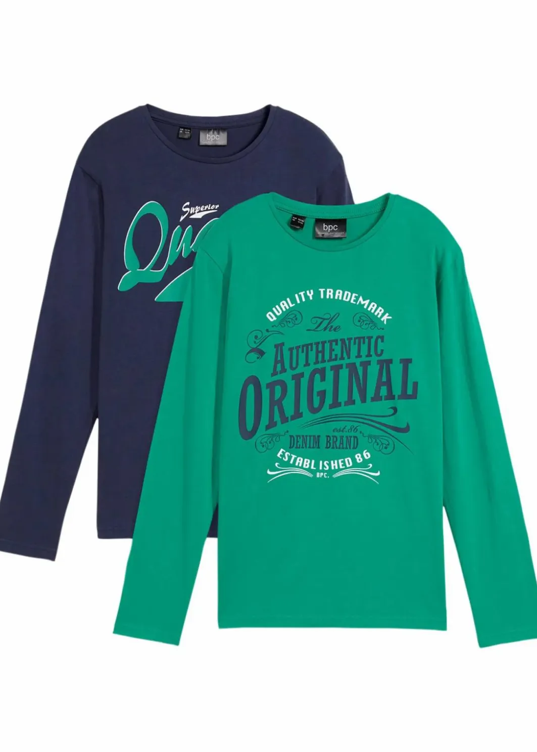 Kinder bonprix Jungen 9-16 Jahre·Mehrfachpacks|Jungen 9-16 Jahre·Bademode|Langarmshirt aus reiner Bio-Baumwolle (2er Pack)
