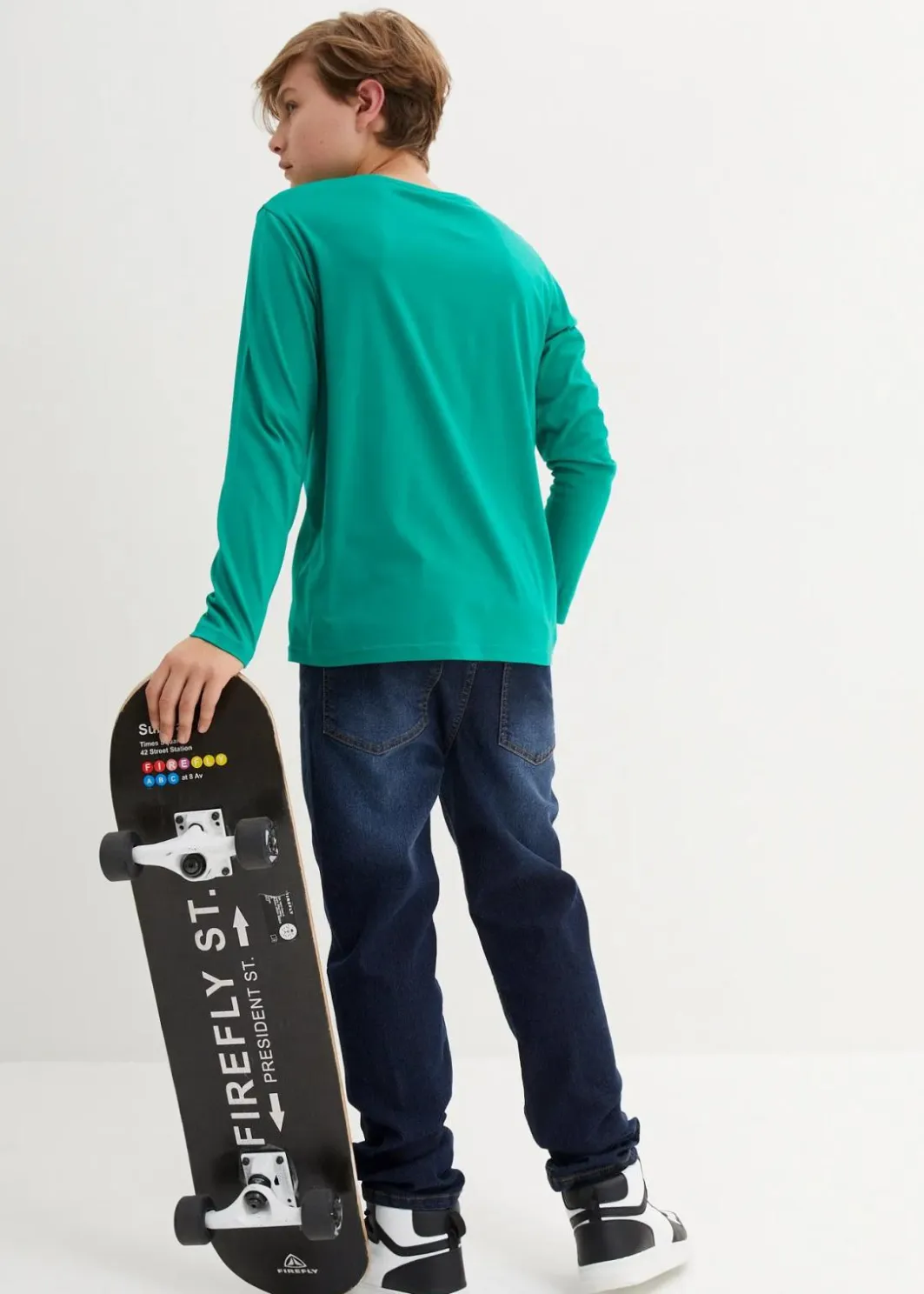 Kinder bonprix Jungen 9-16 Jahre·Mehrfachpacks|Jungen 9-16 Jahre·Bademode|Langarmshirt aus reiner Bio-Baumwolle (2er Pack)