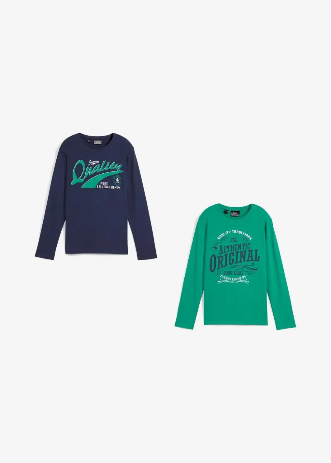 Kinder bonprix Jungen 9-16 Jahre·Mehrfachpacks|Jungen 9-16 Jahre·Bademode|Langarmshirt aus reiner Bio-Baumwolle (2er Pack)