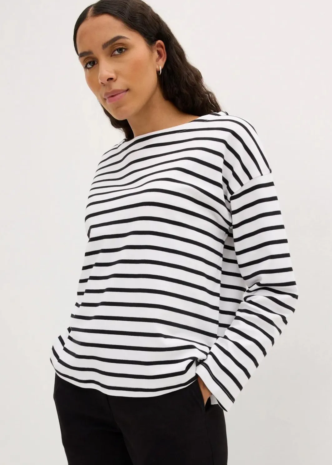 Damen bonprix Shirts & Tops|Basics|Langarmshirt aus reiner Bio-Baumwolle, (2er Pack)