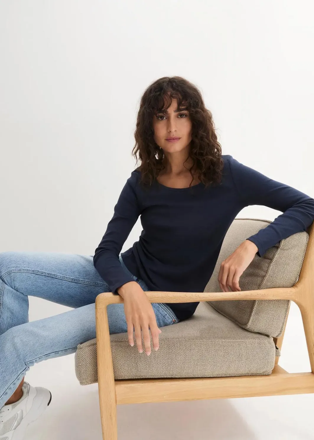 Damen bonprix Shirts & Tops|Basics|Langarmshirt aus reiner Bio-Baumwolle