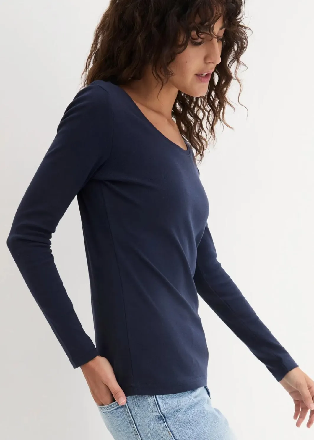 Damen bonprix Shirts & Tops|Basics|Langarmshirt aus reiner Bio-Baumwolle