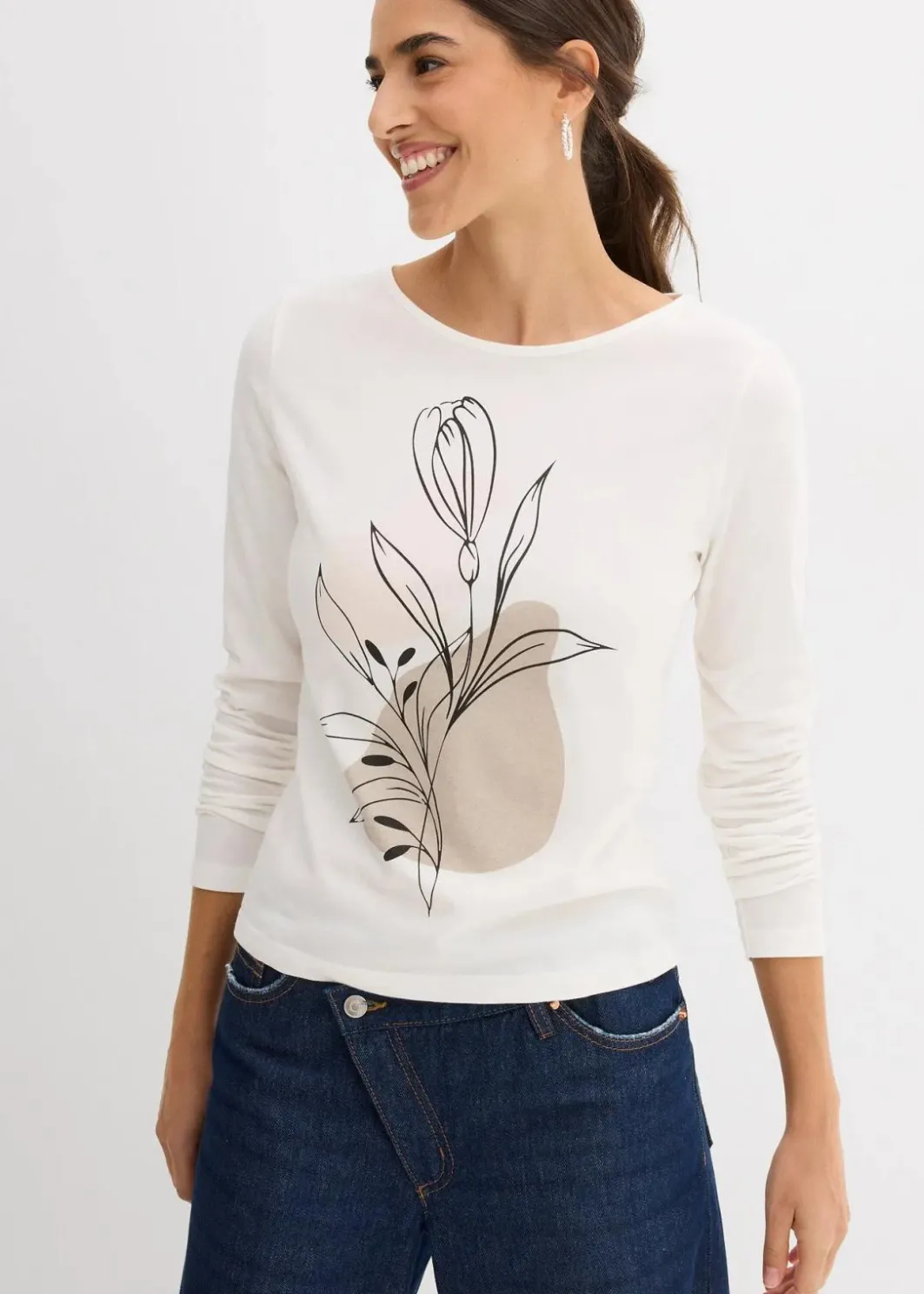 New Langarmshirt aus reiner Baumwolle Damen Shirts & Tops|Nachhaltigere Materialien