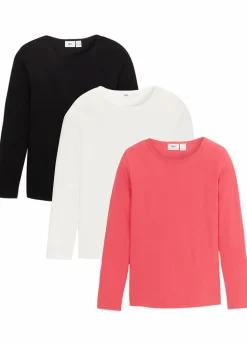 Kinder bonprix Mädchen 9-16 Jahre·Mehrfachpacks|Mädchen 9-16 Jahre·Shirts & Blusen|Langarmshirt aus reiner Baumwolle (3er Pack)