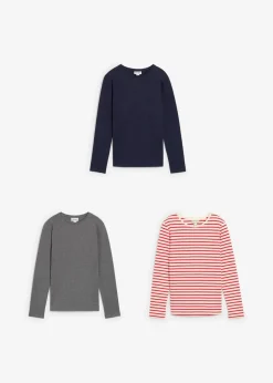 Kinder bonprix Mädchen 9-16 Jahre·Mehrfachpacks|Mädchen 9-16 Jahre·Shirts & Blusen|Langarmshirt aus reiner Bio-Baumwolle (3er Pack)