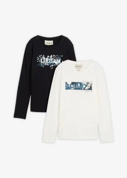 Kinder bonprix Jungen 9-16 Jahre·Mehrfachpacks|Jungen 9-16 Jahre·Shirts|Langarmshirt aus reiner Bio-Baumwolle (2er Pack)