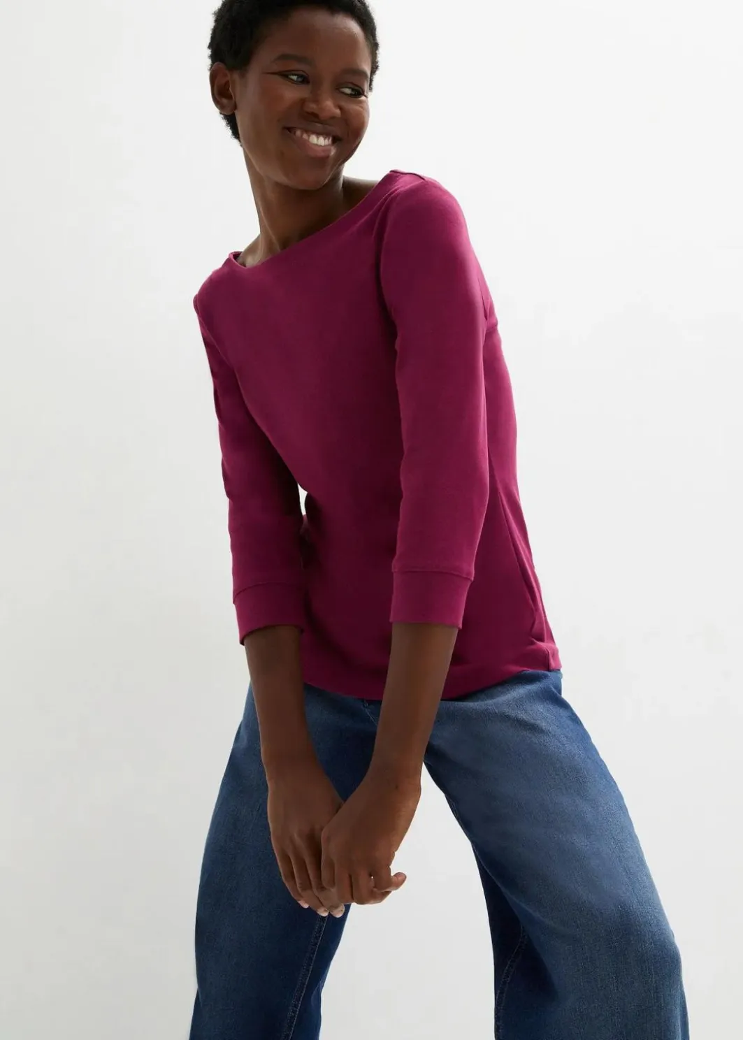 Damen bonprix Shirts & Tops|Basics|Langarmshirt aus reiner Bio-Baumwolle