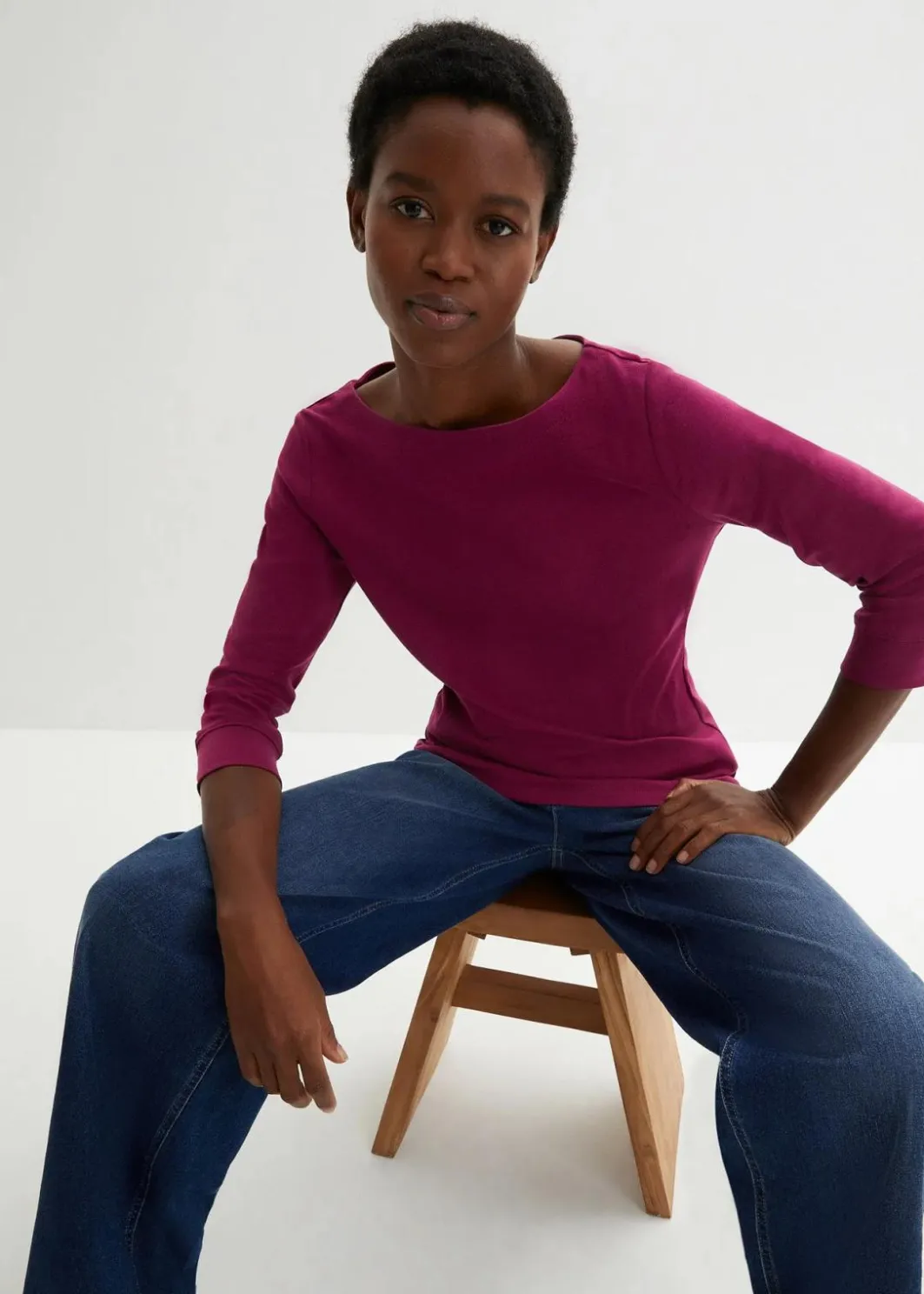 Damen bonprix Shirts & Tops|Basics|Langarmshirt aus reiner Bio-Baumwolle