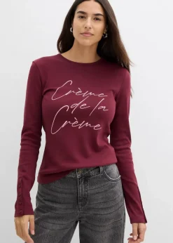Damen bonprix Nachhaltigere Materialien|Shirts & Tops|Langarmshirt aus reiner Baumwolle