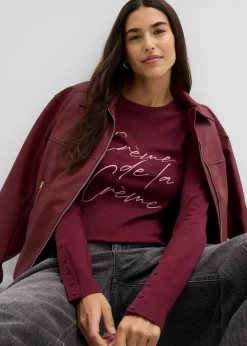Damen bonprix Nachhaltigere Materialien|Shirts & Tops|Langarmshirt aus reiner Baumwolle