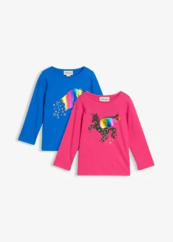 Kinder bonprix Mädchen 2-8 Jahre·Nachhaltigere Materialien|Mädchen 9-16 Jahre·Nachhaltigere Materialien|Langarmshirt aus reiner Bio Baumwolle (2er Pack)