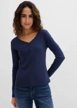 Damen bonprix Bekleidung·Röcke|Nachhaltigere Materialien|Langarmshirt aus reiner Bio-Baumwolle