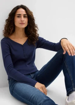 Damen bonprix Bekleidung·Röcke|Nachhaltigere Materialien|Langarmshirt aus reiner Bio-Baumwolle