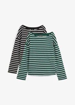 Damen bonprix Bekleidung·Röcke|Nachhaltigere Materialien|Langarmshirt aus reiner Bio-Baumwolle, (2er Pack)