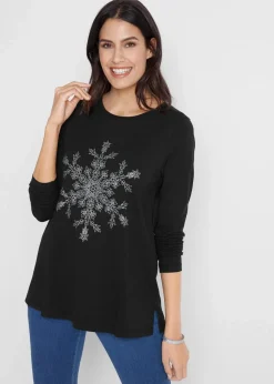 Outlet Langarmshirt aus reiner Baumwolle Damen Shirts & Tops