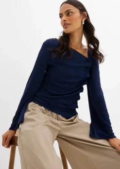Langarmshirt aus Rippe Damen Shirts & Tops