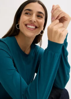 Damen bonprix Shirts & Tops|Nachhaltigere Materialien|Langarmshirt aus softem Viskose-Mix