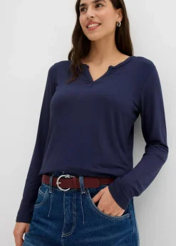 Damen bonprix Shirts & Tops|Nachhaltigere Materialien|Langarmshirt aus softem Viskose Mix