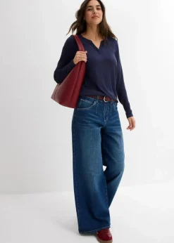 Damen bonprix Shirts & Tops|Nachhaltigere Materialien|Langarmshirt aus softem Viskose Mix
