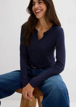 Damen bonprix Shirts & Tops|Nachhaltigere Materialien|Langarmshirt aus softem Viskose Mix