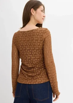 Damen bonprix Shirts & Tops|Langarmshirt aus Spitze