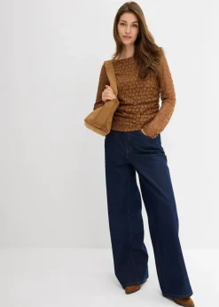 Damen bonprix Shirts & Tops|Langarmshirt aus Spitze