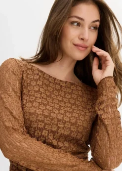 Damen bonprix Shirts & Tops|Langarmshirt aus Spitze