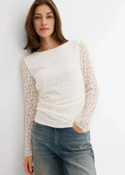 Damen bonprix Shirts & Tops|Langarmshirt aus Spitze