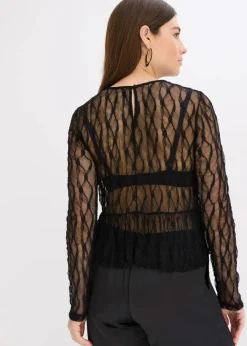 Damen bonprix Shirts & Tops|Langarmshirt aus Spitze