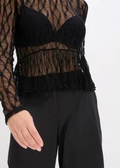 Damen bonprix Shirts & Tops|Langarmshirt aus Spitze