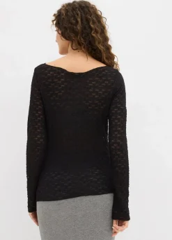 Damen bonprix Shirts & Tops|Langarmshirt aus Spitze
